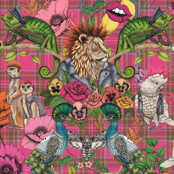 beau monde Brand McKenzie Punk Rocks Wallpaper - Hot Pink