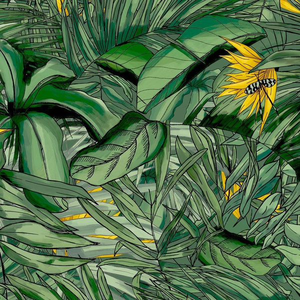 Beau Monde Brand McKenzie Tropical Forest Dark Green & Yellow Wallpaper