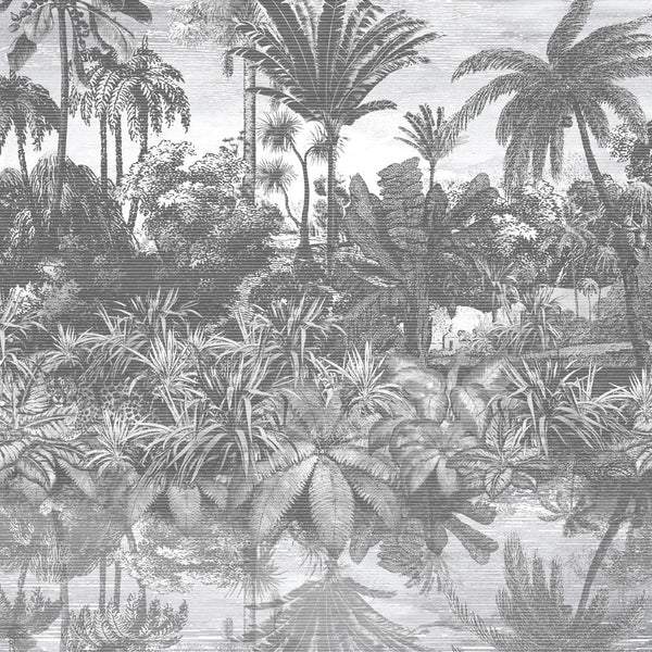 beau monde Brand McKenzie Tropical Reflections A & B Rolls Black & White Wallpaper