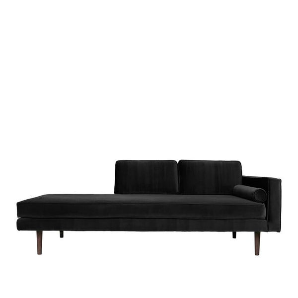 Beau Monde Broste Copenhagen Wind Velvet Chaise Longue In Black Right Sided