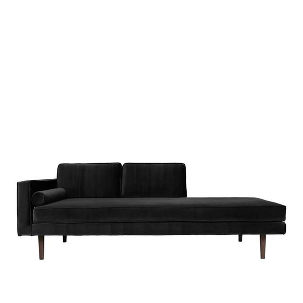 beau monde Broste Copenhagen Wind Velvet Chaise Longue In Black Left Sided