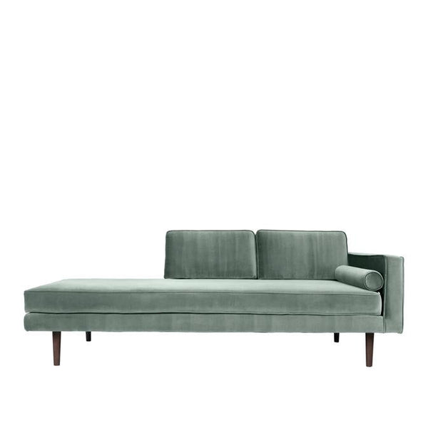 beau monde Broste Copenhagen Wind Velvet Chaise Longue In Chinoise Green Velvet Right Sided