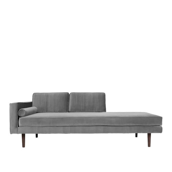 Beau Monde Broste Copenhagen Wind Velvet Chaise Longue In Drizzle Grey Velvet Left Sided