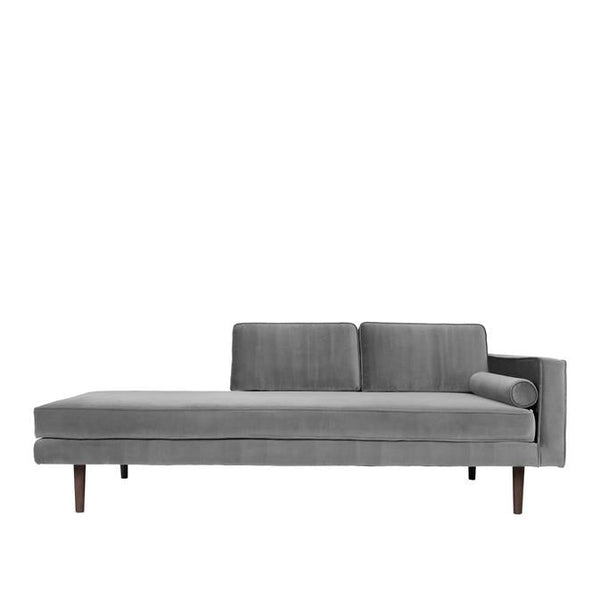 Beau Monde Broste Copenhagen Wind Velvet Chaise Longue In Drizzle Grey Right Sided
