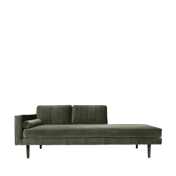 Beau Monde Broste Copenhagen Wind Velvet Chaise Longue In Grape Leaf Grey Left Sided
