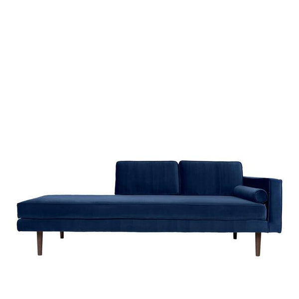 beau monde Broste Copenhagen Wind Velvet Chaise Longue In Insignia Blue Right Sided