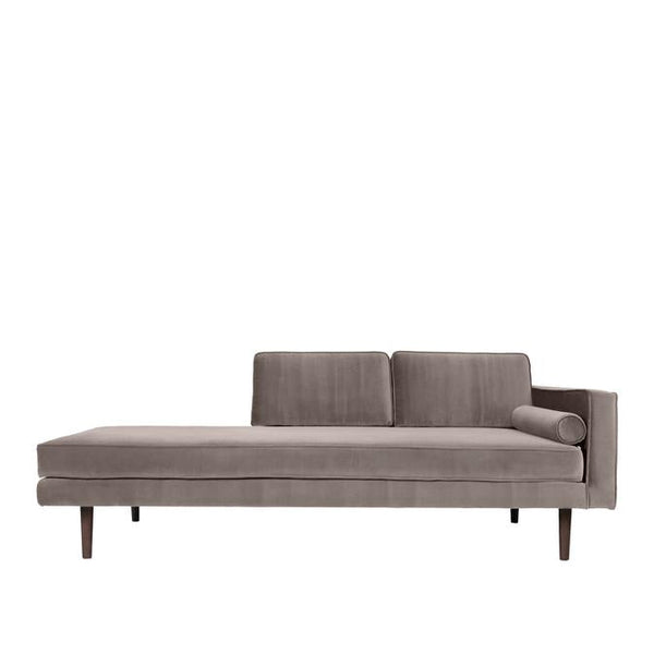 Beau Monde Broste Copenhagen Wind Velvet Chaise Longue In Light Grey Right Sided