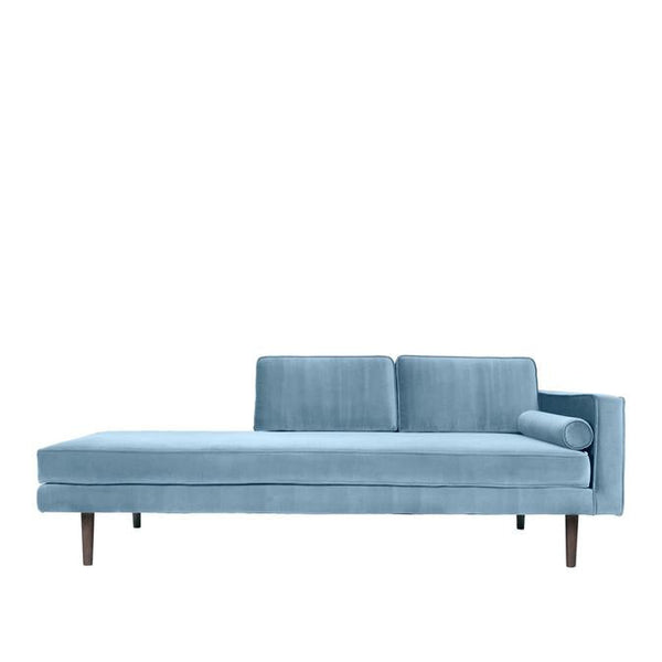 Beau Monde Broste Copenhagen Wind Velvet Chaise Longue In Pastel Blue Right Sided