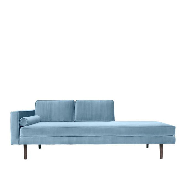 beau monde Broste Copenhagen Wind Velvet Chaise Longue In Pastel Blue Left Sided