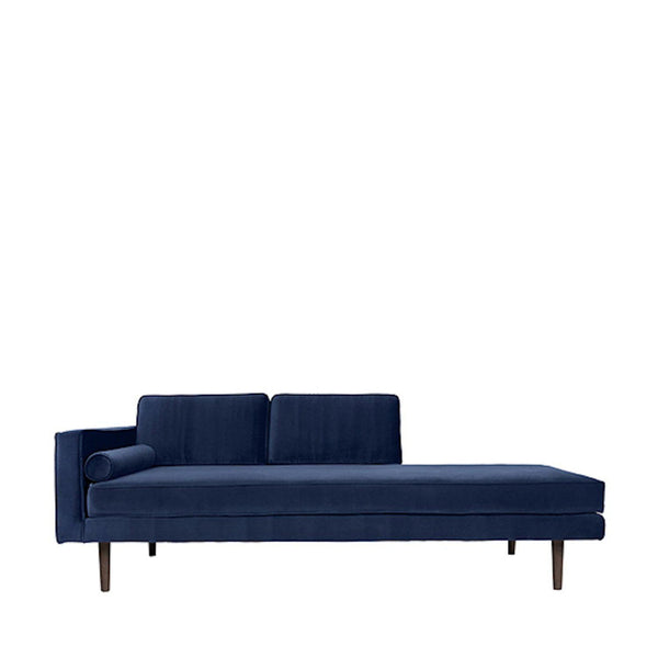 Beau Monde Broste Copenhagen Wind Velvet Chaise Longue Insignia Blue - Left Sided