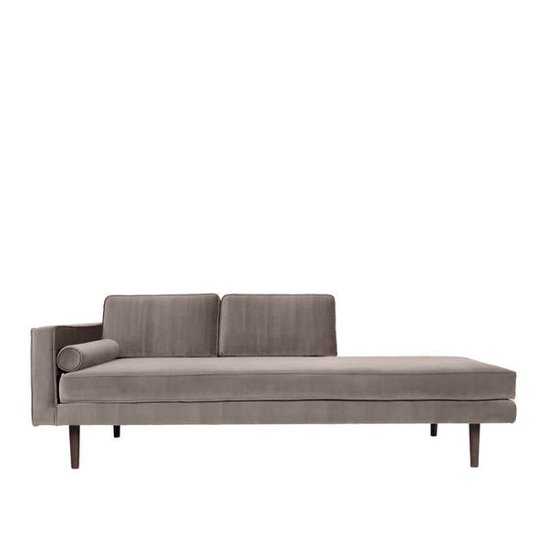 beau monde Broste Copenhagen Wind Velvet Chaise Longue Light Grey - Left Sided