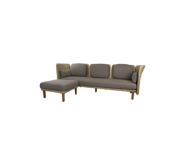 beau monde Cane-line Arch 3-Seat. Sofa Low Arm/Backrest & Chaise Longue