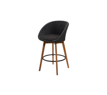 Beau Monde Cane-line Peacock Bar Chair With Teak Legs