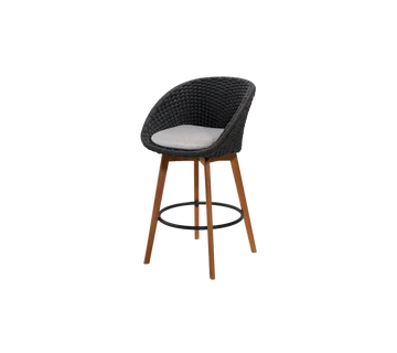 Beau Monde Cane-line Peacock Bar Chair With Teak Legs