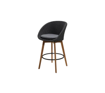 Beau Monde Cane-line Peacock Bar Chair With Teak Legs