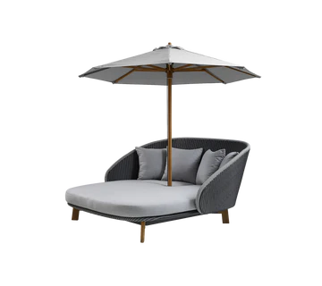 Beau Monde Cane-line Peacock Daybed With Teak Legs & Table