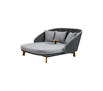 Beau Monde Cane-line Peacock Daybed With Teak Legs & Table