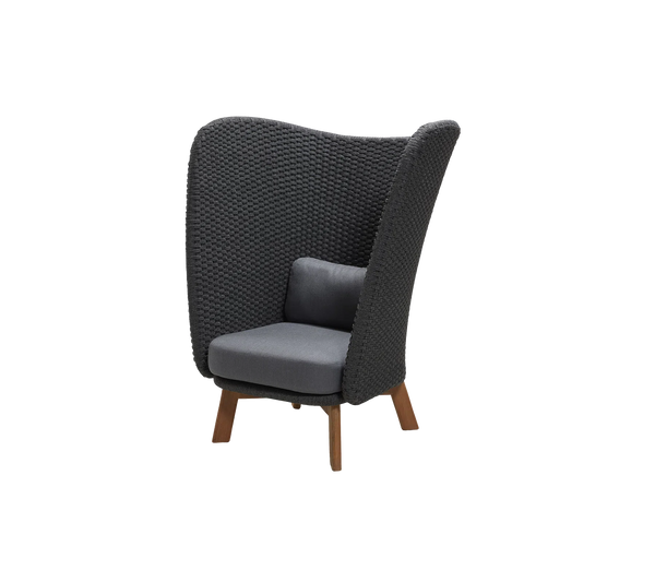 beau monde Cane-line Peacock Wing Highback Chair with Teak Legs