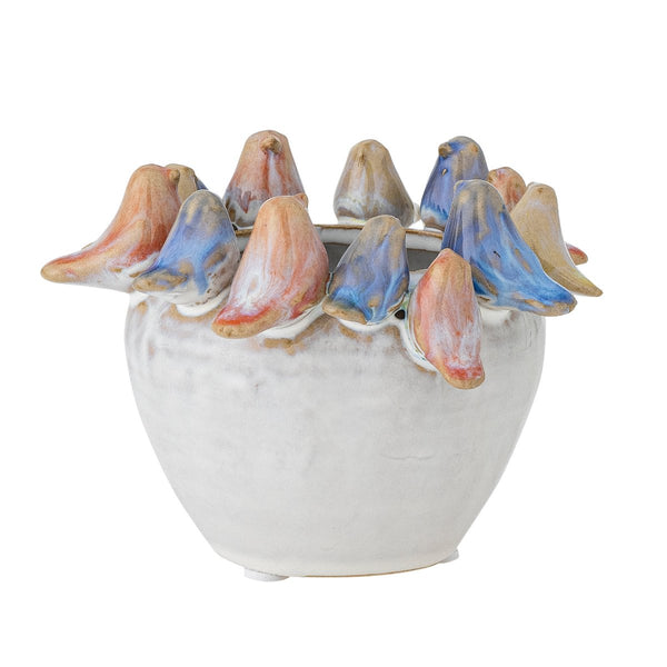 beau monde Creative Collection Eanna Small Ceramic Blue Pot - Birds