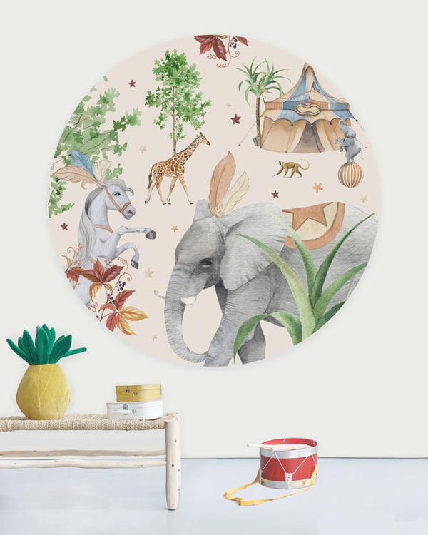 beau monde Creative Lab Amsterdam Elephant Wallpaper Circle Mural