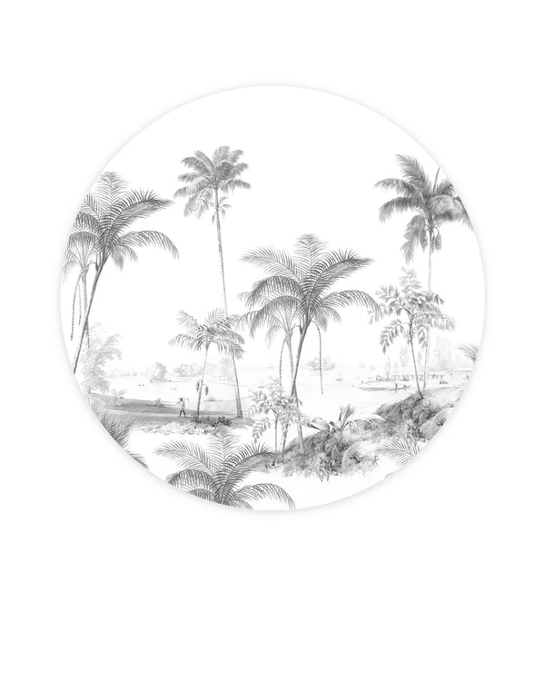 Beau Monde Creative Lab Amsterdam Exotic Palms Black & White Wallpaper Circle Mural
