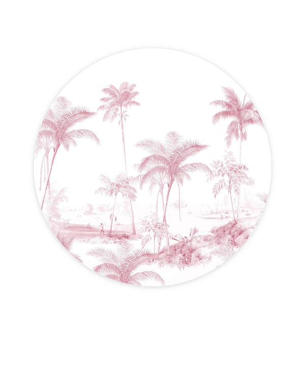 Beau Monde Creative Lab Amsterdam Exotic Palms Pink Wallpaper Circle Mural