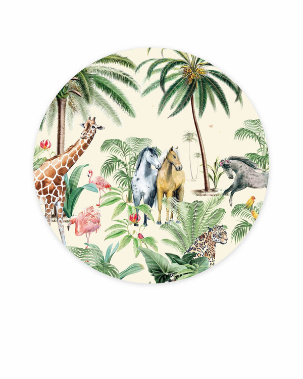 beau monde Creative Lab Amsterdam Jungle Horse Wallpaper Circle Mural