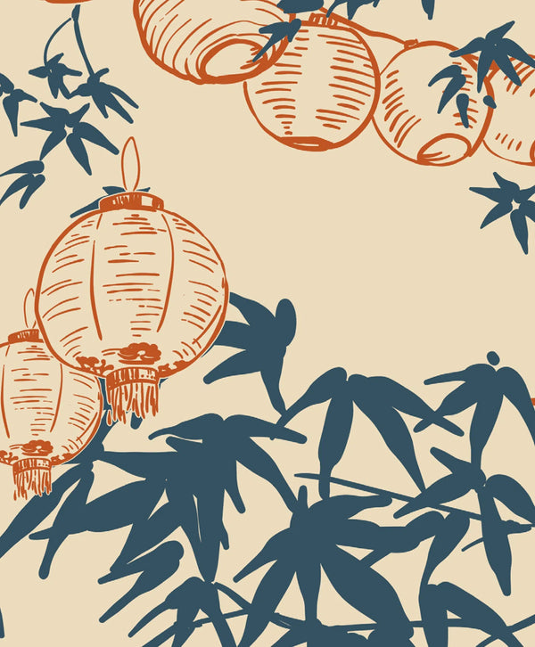 beau monde Creative Lab Amsterdam Lantern Festival Dark Blue Repetitive Wallpaper