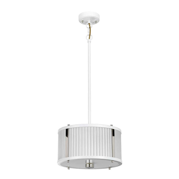Beau Monde Elstead Lighting Corona 2 Light Pendant - White Polished Nickel
