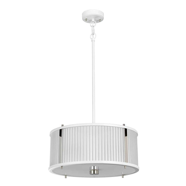 beau monde Elstead Lighting Corona 3 Light Pendant - White Polished Nickel