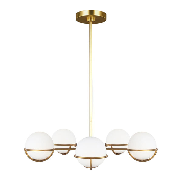 Beau Monde Elstead Lighting Feiss Apollo 5 Light Chandelier - Burnished Brass