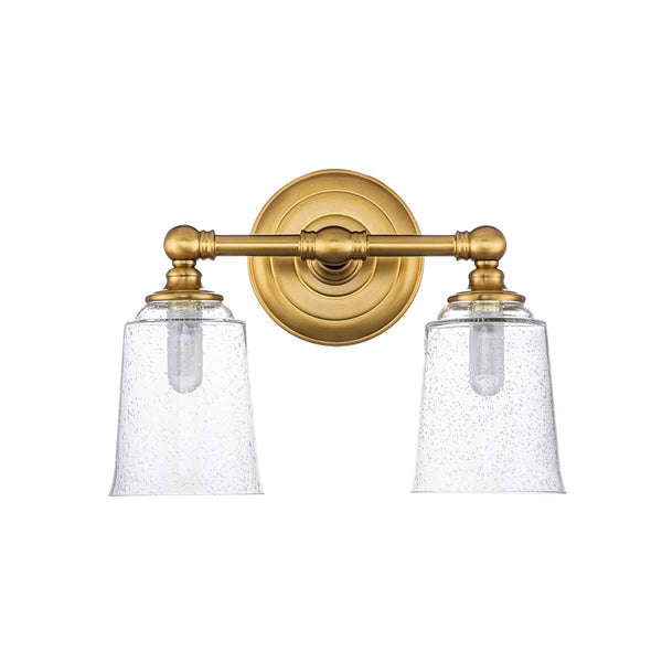 Beau Monde Elstead Lighting Feiss Huguenot Lake 2 Light Above Mirror Light - Brass