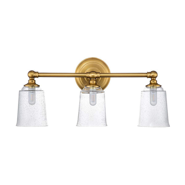 Beau Monde Elstead Lighting Feiss Huguenot Lake 3 Light Above Mirror Light - Brass
