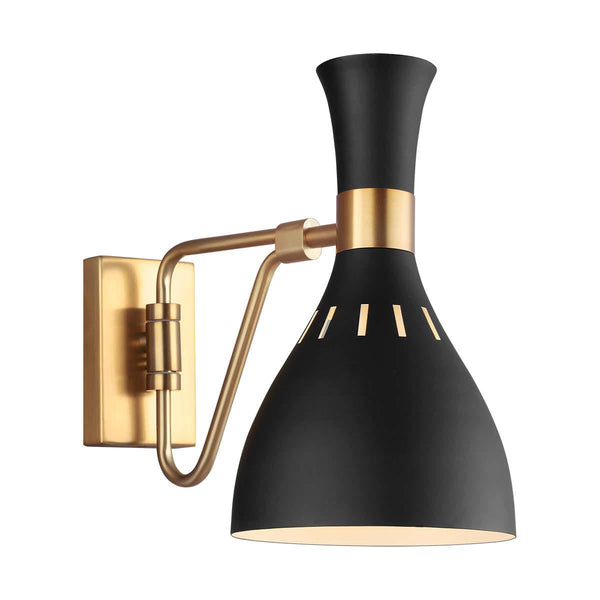 beau monde Elstead Lighting Feiss Joan 1 Light Wall Light - Midnight Black & Burnished Brass