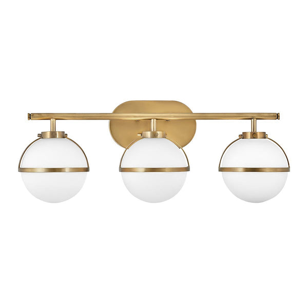 beau monde Elstead Lighting Hinkley Hollis 3 Light Wall Light - Opal/Brass