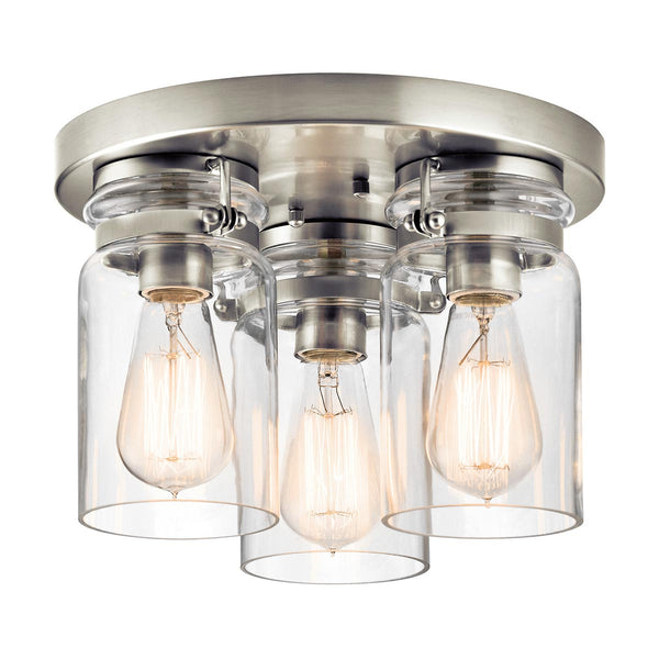 beau monde Elstead Lighting Kichler Brinley 3 Light Flush Mount - Brushed Nickel