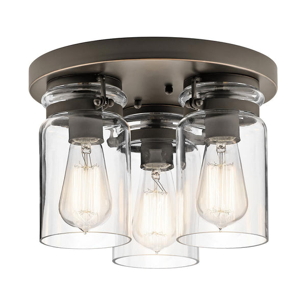 beau monde Elstead Lighting Kichler Brinley 3 Light Flush Mount - Olde Bronze