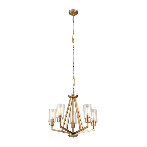 beau monde Elstead Lighting Kichler Deryn 5 Light Chandelier - Brass