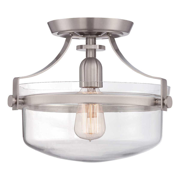 beau monde Elstead Lighting Quoizel Penn Station 1 Light Semi Flush - Brushed Nickel