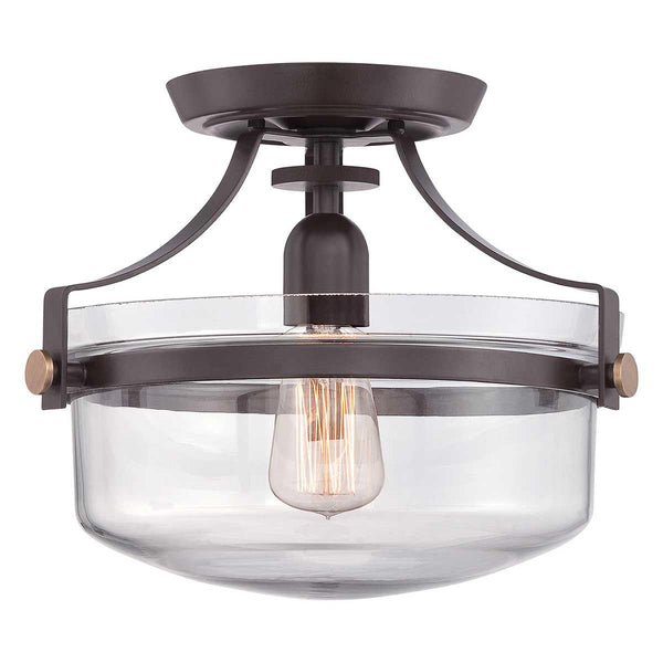 Beau Monde Elstead Lighting Quoizel Penn Station 1 Light Semi Flush - Western Bronze