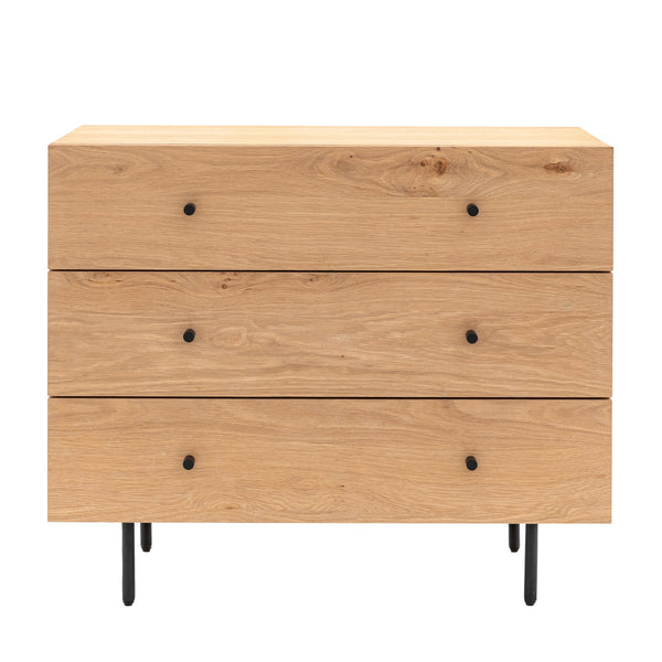 beau monde Gallery Direct Ashdown 3 Drawer Chest Natural 900x400x750mm
