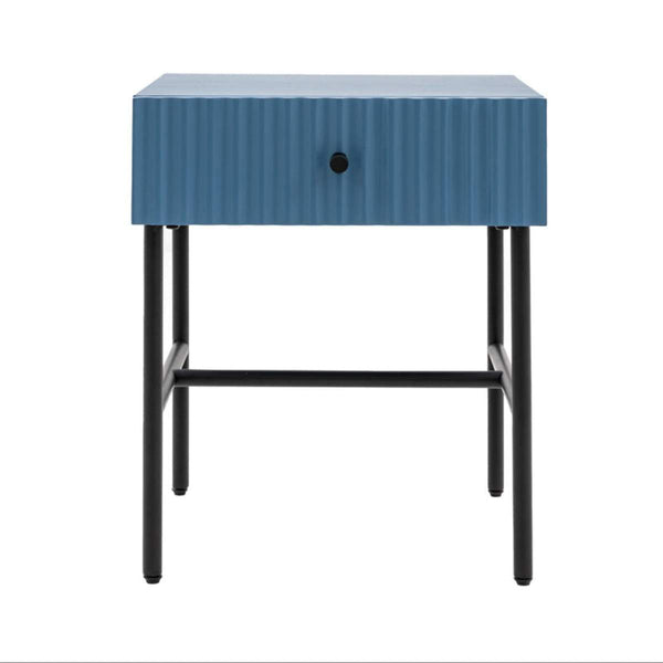 Beau Monde Gallery Direct Buckhurst 1 Drawer Bedside Blue 400x400x500mm