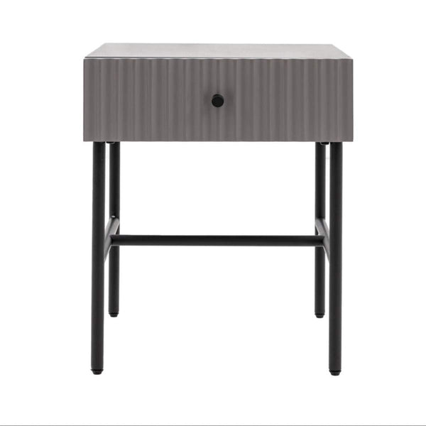 Beau Monde Gallery Direct Buckhurst 1 Drawer Bedside Grey 400x400x500mm