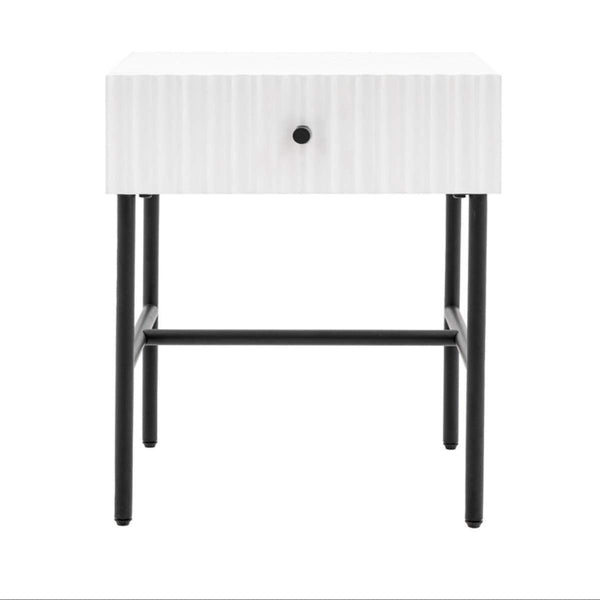 beau monde Gallery Direct Buckhurst 1 Drawer Bedside White 400x400x500mm