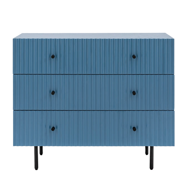 Beau Monde Gallery Direct Buckhurst 3 Drawer Chest Blue 400x900x750mm