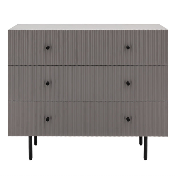 beau monde Gallery Direct Buckhurst 3 Drawer Chest Grey 400x900x750mm