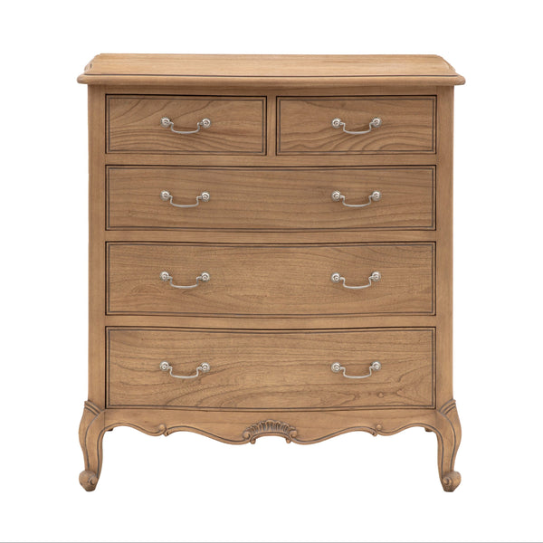 beau monde Gallery Direct Chic 5 Drawer Chest Weathered 900x500x980mm