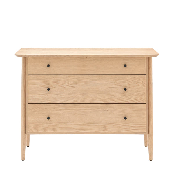 beau monde Gallery Direct Hatfield 3 Drawer Chest Natural 1060x450x770mm
