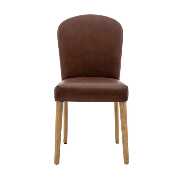 beau monde Gallery Direct Hinton Dining Chair Brn Leath (2pk) 600x455x890mm
