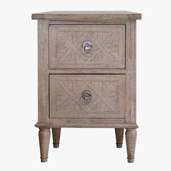 Beau Monde Gallery Direct Mustique 2 Drawer Bedside Table 500x400x665mm